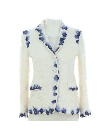 Women's Pearl Button Up Blazer Painted Lace