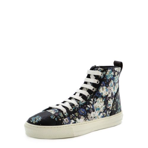 Women's Zip Up Sneaker Boots Floral Printed Leather